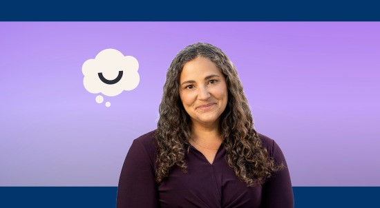 Portrait of Laurie Santos on a Purple Background