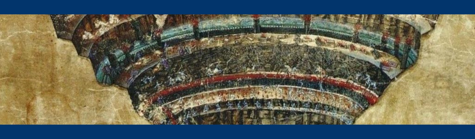 Slice of a decorative image depicting of the of rings that Dante describes in the Inferno