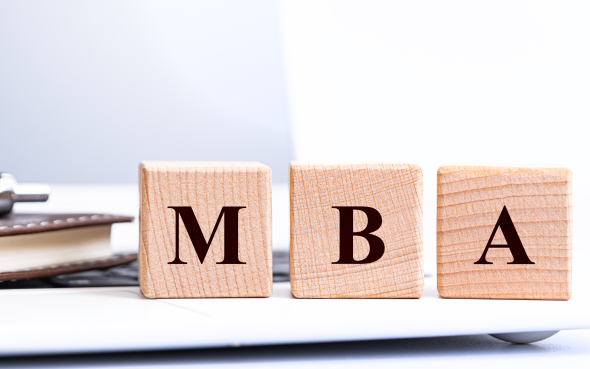 Word blocks spelling out MBA