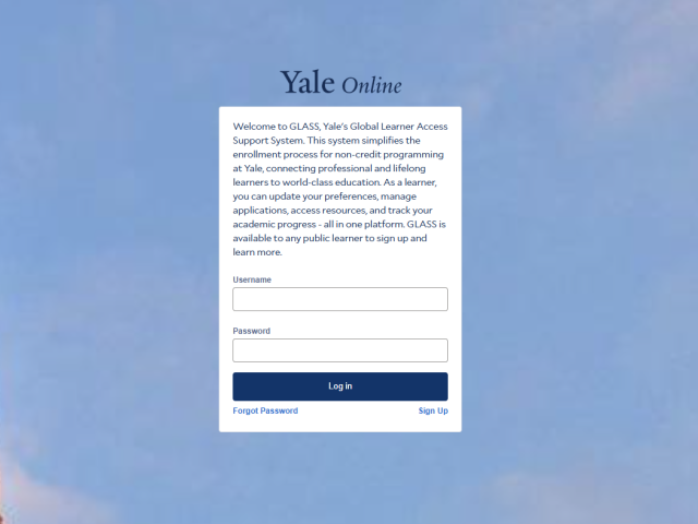 GLASS login page